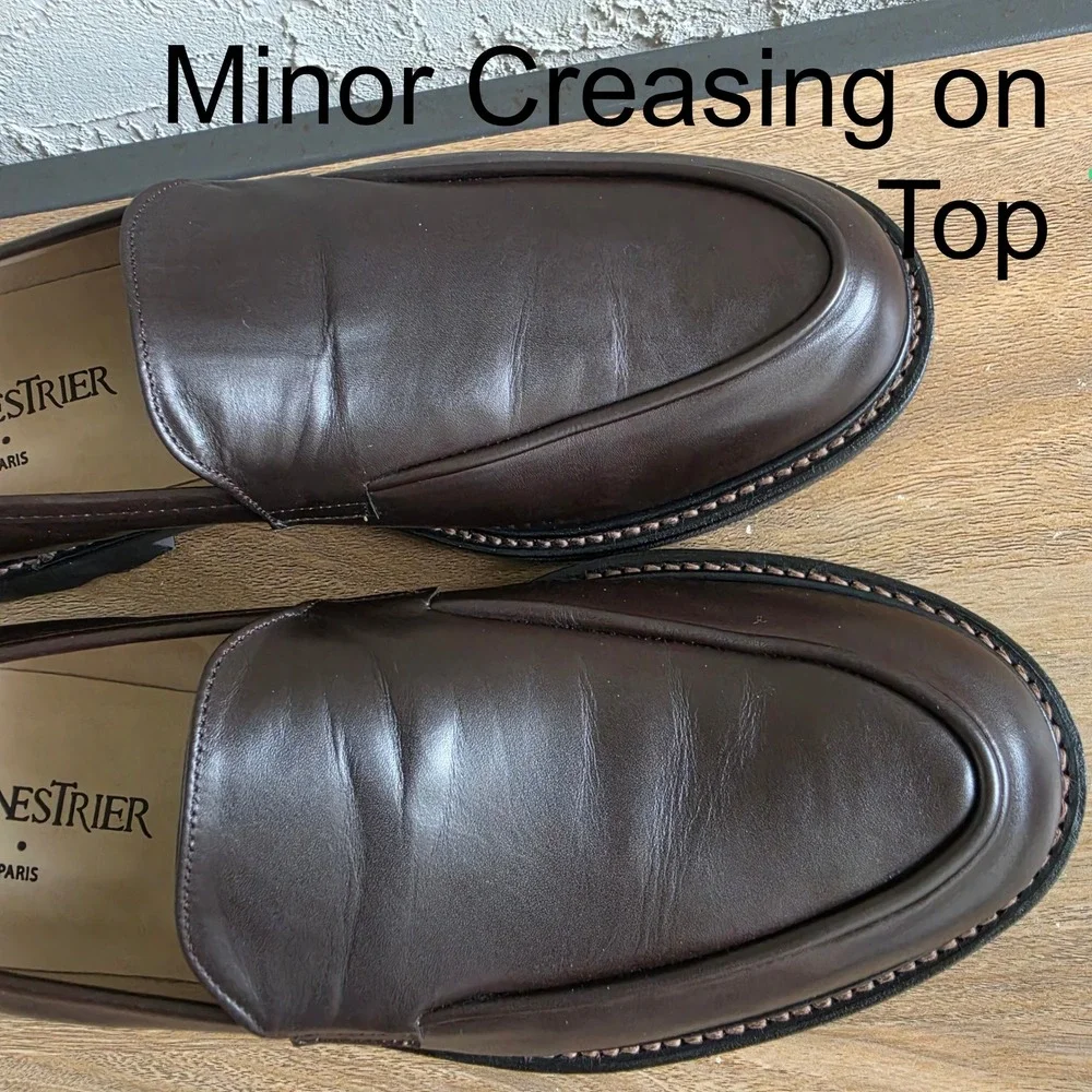 J. Fenestrier Paris Darior Brown Leather Loafers Mens 11.5 E Wide Softanil Cafe